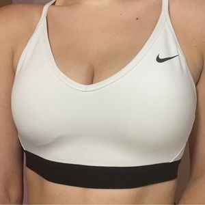 Nike White and Black Padded Sports Bra